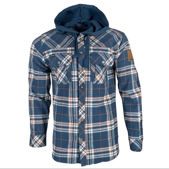 Howitzer Style Men's Button Down Hoodie Flannel Squad Military Grunt - Picture 1 of 11